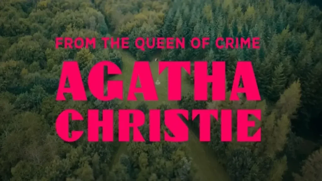 From the Queen of Crime Agatha Christie” title text over an aerial forest landscape.