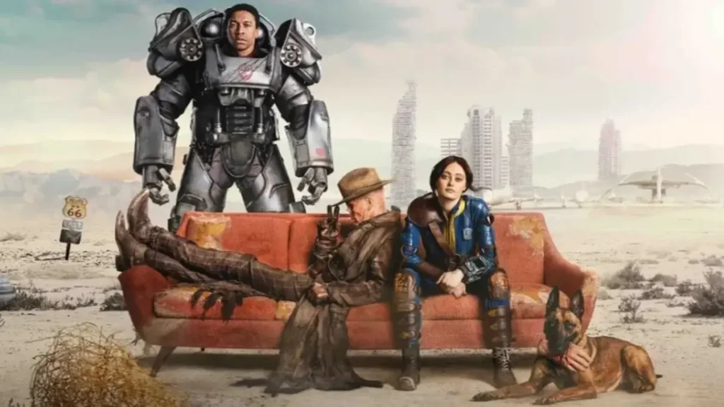 Fallout Season 2 New Vegas featurette showing survivors, power armor, and the Mojave Wasteland