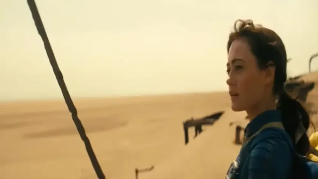 Fallout Episode 2 “The Target” Shows the True Cost of Survival Fallout Season 1 Episode 2 desert wasteland scene showing a lone survivor overlooking ruins