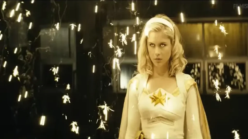 Golden-lit superhero figure surrounded by sparks in The Boys final season teaser