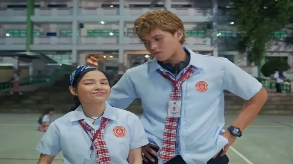 High school students walking together in a school courtyard scene from the 18th Rose Netflix Philippines trailer