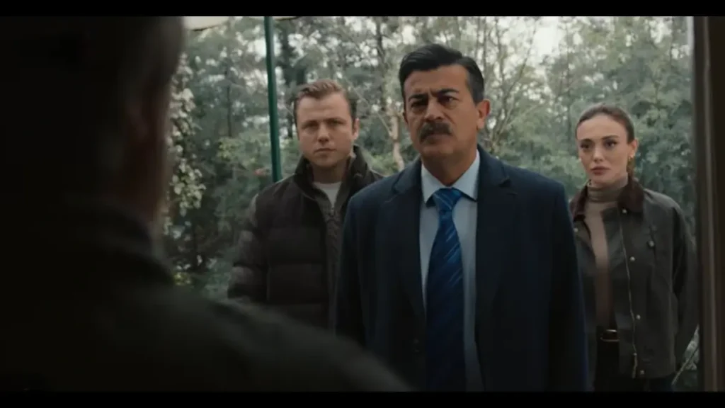 Cevher Altay and Hilal confronting Davut in Teşkilat Episode 175, highlighting suspense and espionage in Turkish drama