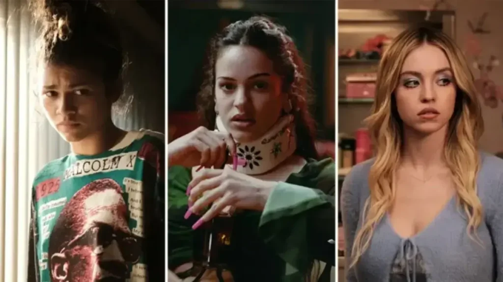 Euphoria Season 3 Trailer 2 scene featuring Rue Bennett in dramatic lighting