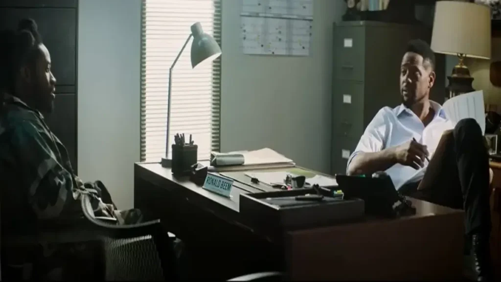 One Spoon of Chocolate movie trailer scene showing tense conversation between two characters inside an office interrogation setting