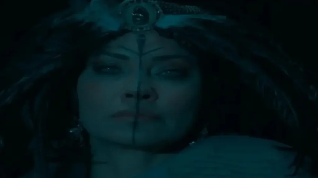 Zarafel movie scene showing mystical mirror and female character in supernatural atmosphere