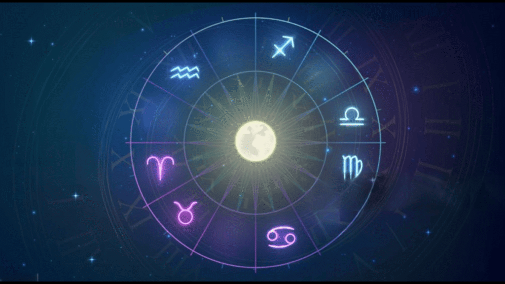 Zodiac wheel showing 12 astrology signs with cosmic background 16 April 2026 horoscope
