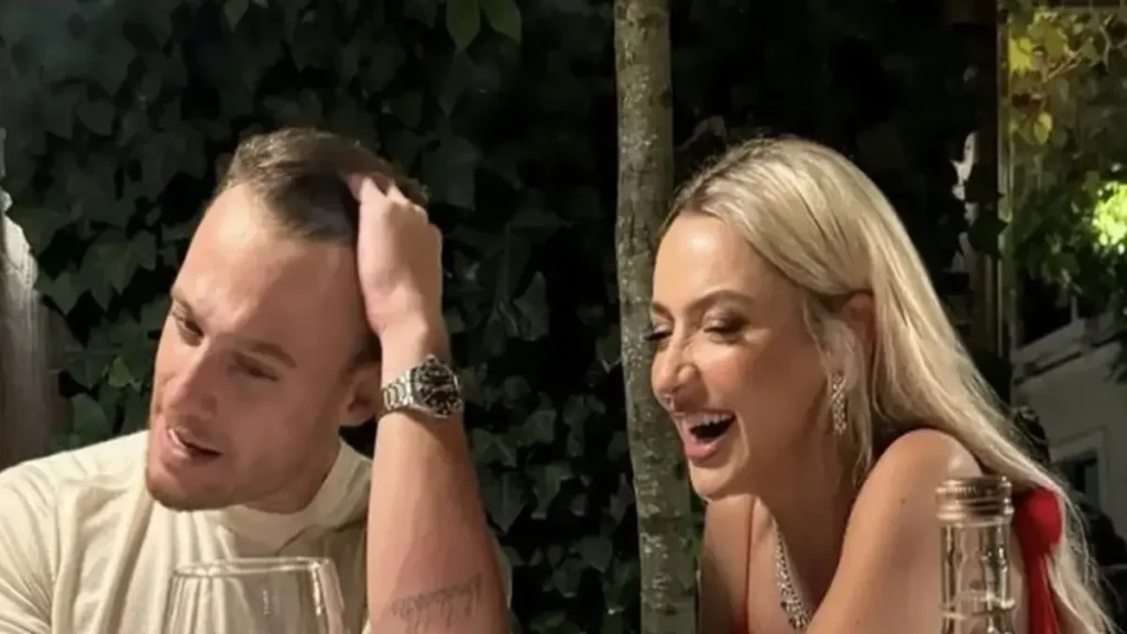 Hadise and Kerem Bürsin smiling together during Harper’s Bazaar interview photoshoot