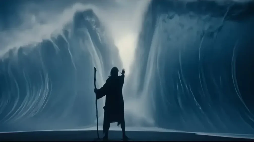 The Old Stories: Moses (2026) A Cinematic Resurrection of a Timeless Biblical Epic Moses parting the Red Sea cinematic scene from The Old Stories 2026 trailer
