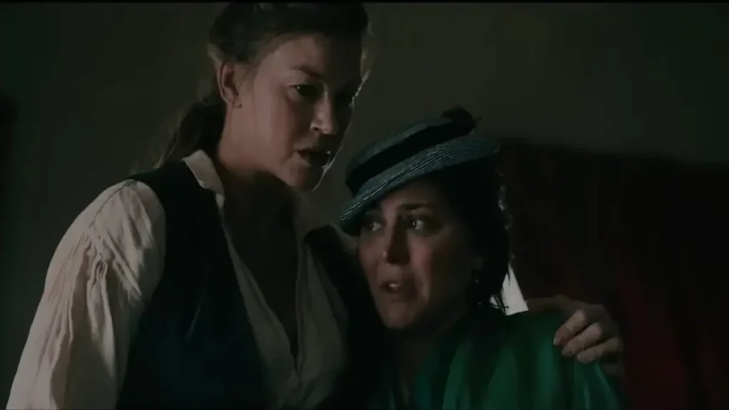 Adrianne Palicki in a tense scene from The Wolf and the Lamb 2026 trailer