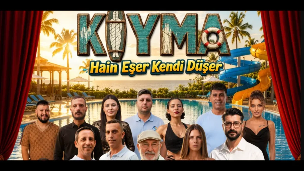 Official promotional image for “Kıyma: Hain Eşer Kendi Düşer” featuring Ali Sürmeli and the cast of the Turkish crime film