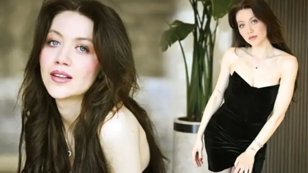 Larissa Lara Türközer promoting the Cevriye Musical in a black dress during an exclusive interview feature