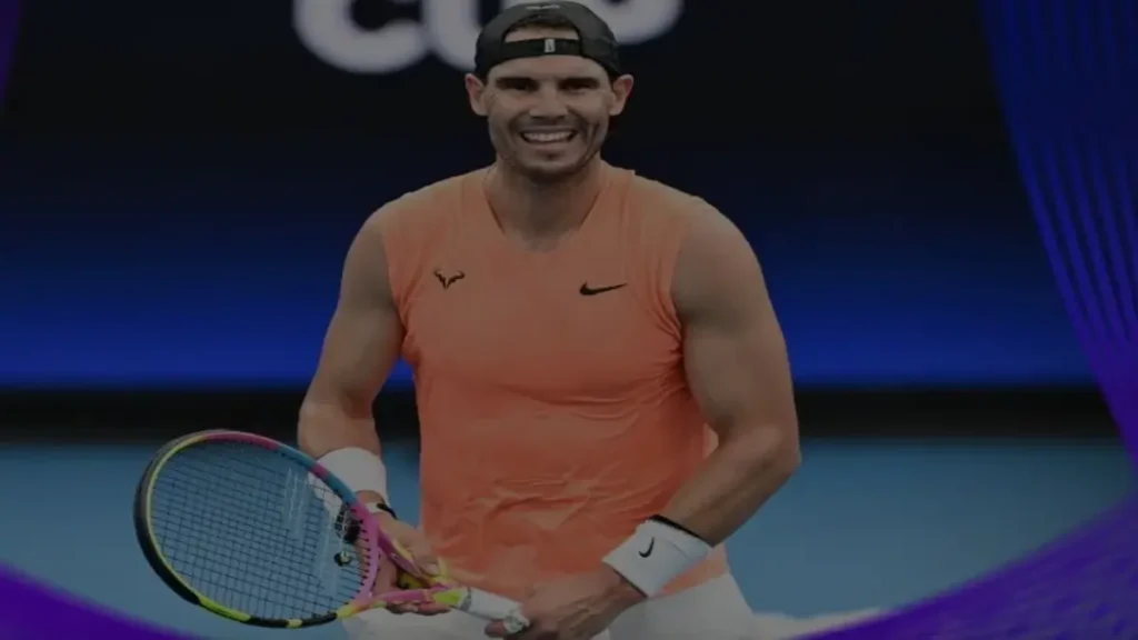 Rafael Nadal smiling during tennis training in Netflix Rafa documentary trailer