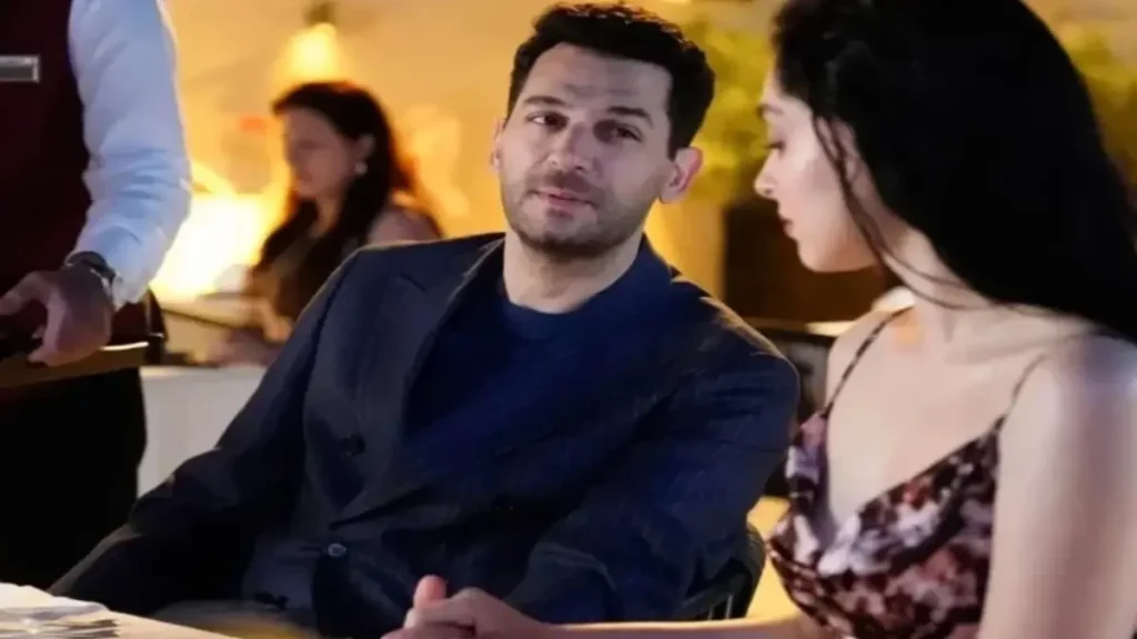 Serhat and Zeynep emotional restaurant scene in Roses and Sins Episode 30