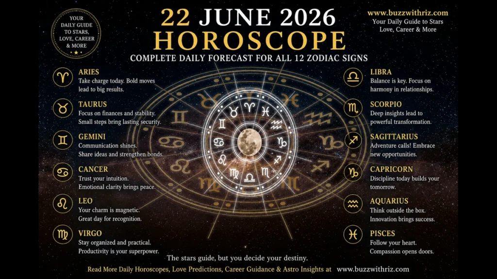 22 June 2026 Horoscope for all 12 zodiac signs with daily astrology predictions