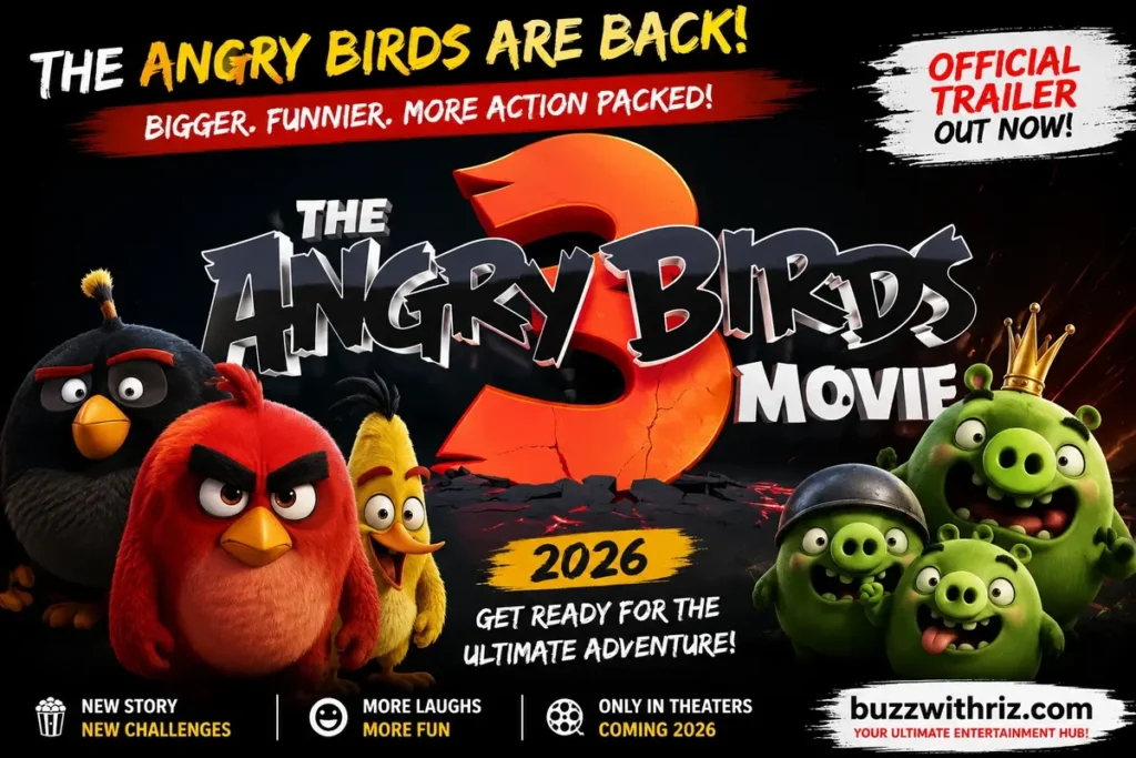 The Angry Birds Movie 3 official trailer logo for the upcoming 2026 animated film.