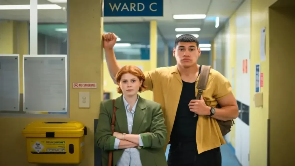 The F Ward official trailer scene featuring two young characters standing in a hospital corridor from Stan Original Series