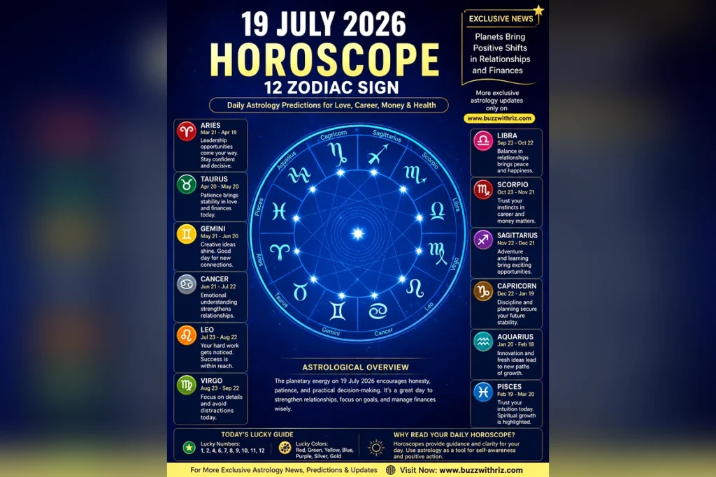 19 July 2026 Horoscope: Complete Daily Predictions for All 12 Zodiac Signs 19 July 2026