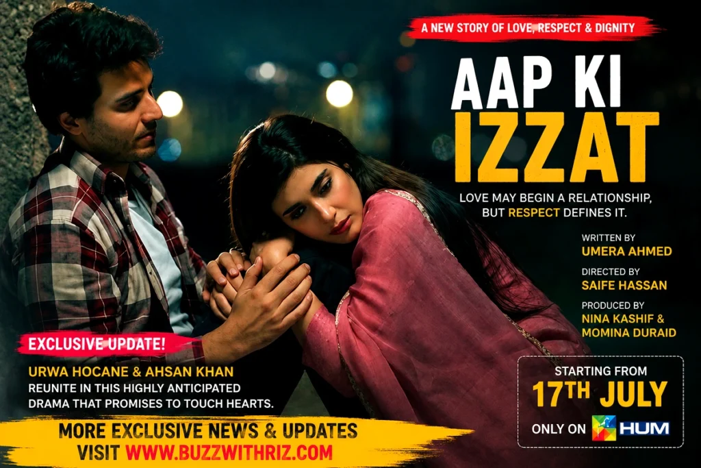 Aap Ki Izzat Promo Released: Urwa Hocane & Ahsan Khan Bring an Emotional New Story to Hum TV Aap Ki Izzat promo featuring Urwa Hocane and Ahsan Khan for the upcoming Hum TV drama premiering on 17 July.