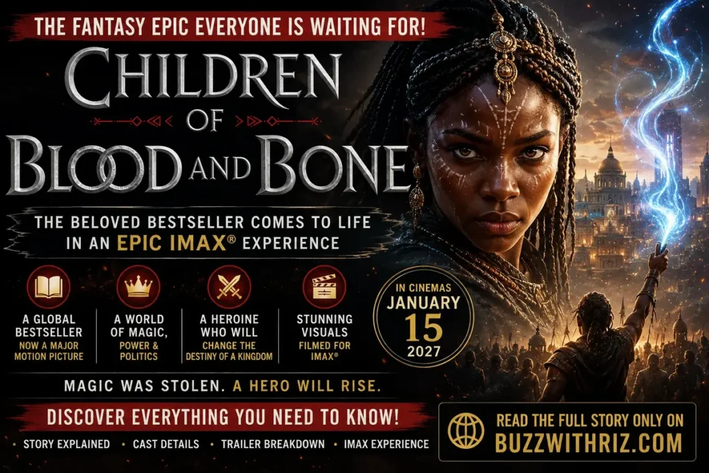 Children of Blood and Bone official movie trailer title screen filmed for IMAX