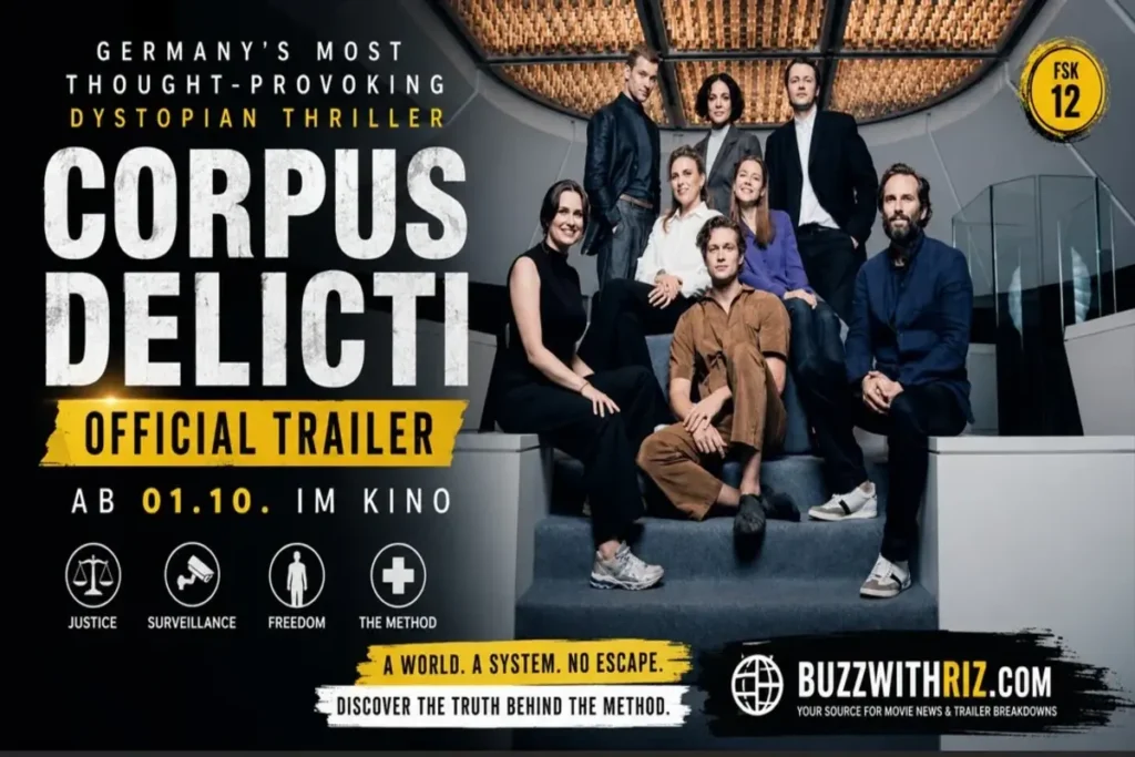 Cast of Corpus Delicti (2026) featured in the official German trailer ahead of the October 2026 theatrical release.