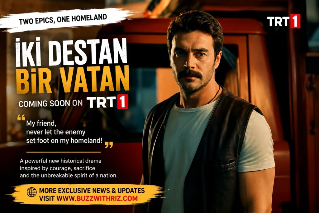 Official teaser image of TRT 1's upcoming historical drama İki Destan Bir Vatan