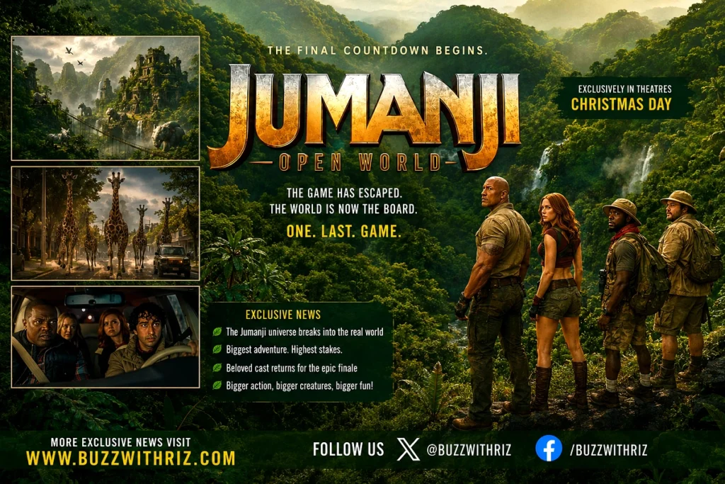 Jumanji: Open World Trailer Reveals the Biggest Adventure Yet as the Game Escapes Into the Real World Dwayne Johnson, Kevin Hart, Jack Black and Karen Gillan in Jumanji Open World official trailer.