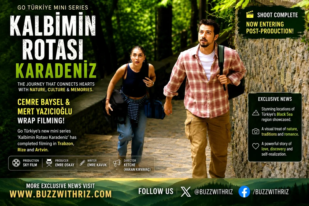 Cemre Baysel and Mert Yazıcıoğlu Complete Filming for Go Türkiye Mini Series Kalbimin Rotası Karadeniz Cemre Baysel and Mert Yazıcıoğlu during the filming of Go Türkiye mini series Kalbimin Rotası Karadeniz in Türkiye's Black Sea region.
