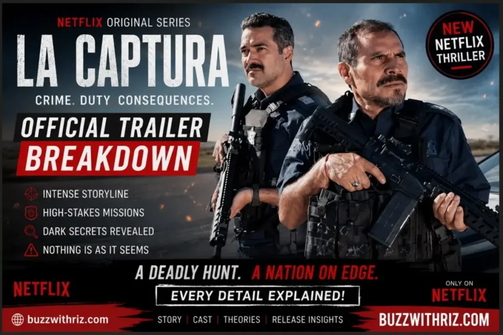 La Captura Netflix official trailer featuring two armed officers during a high-risk operation.