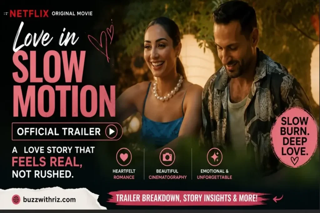 Love in Slow Motion Official Trailer Breakdown: Netflix’s Emotional Romance Could Be the Streaming Surprise of 2026 Love in Slow Motion official trailer scene featuring the lead couple sharing a romantic evening in a beautifully lit garden.