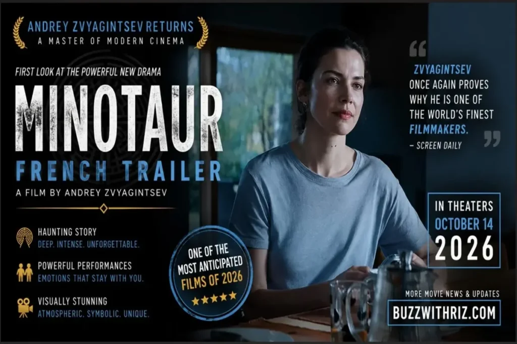 MINOTAUR (2026) French Trailer Analysis: Andrey Zvyagintsev Returns with a Haunting Psychological Masterpiece MINOTAUR (2026) French trailer scene featuring a woman in a tense, minimalist interior by director Andrey Zvyagintsev.