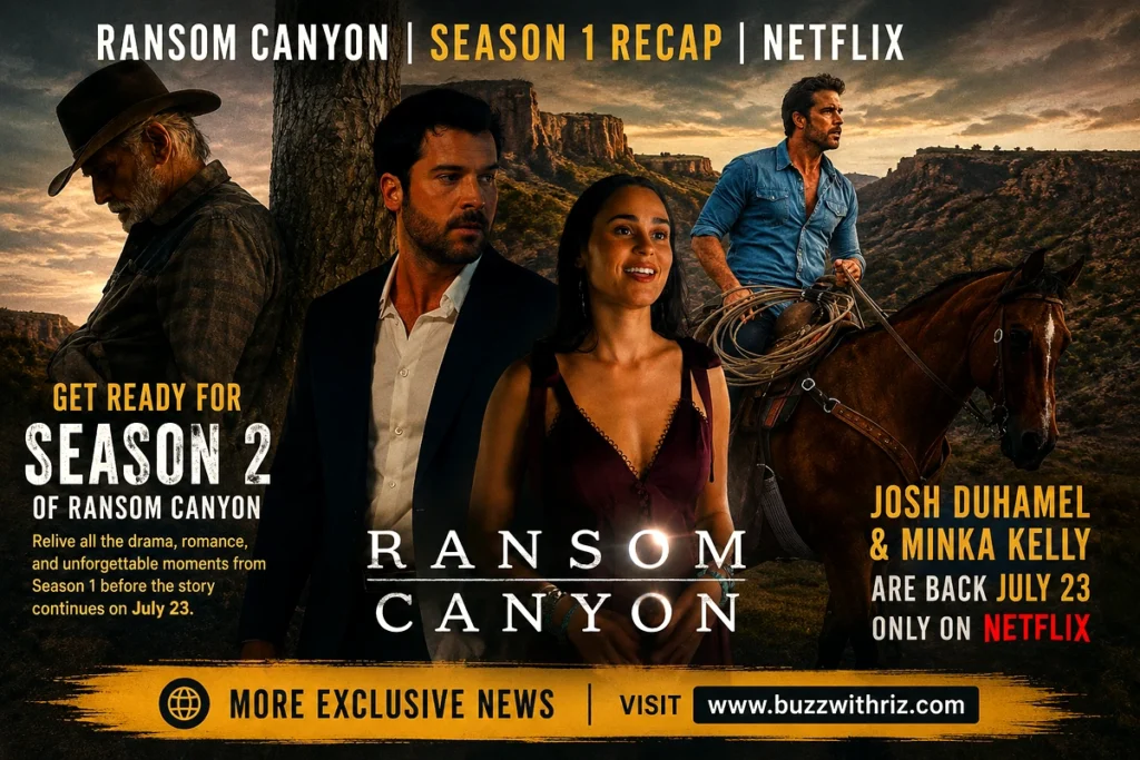 Josh Duhamel and Minka Kelly in Ransom Canyon Season 1 recap ahead of the Netflix Season 2 premiere.