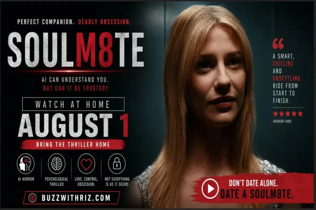 SOULM8TE AI companion in a tense psychological horror scene ahead of the August 1 home release.