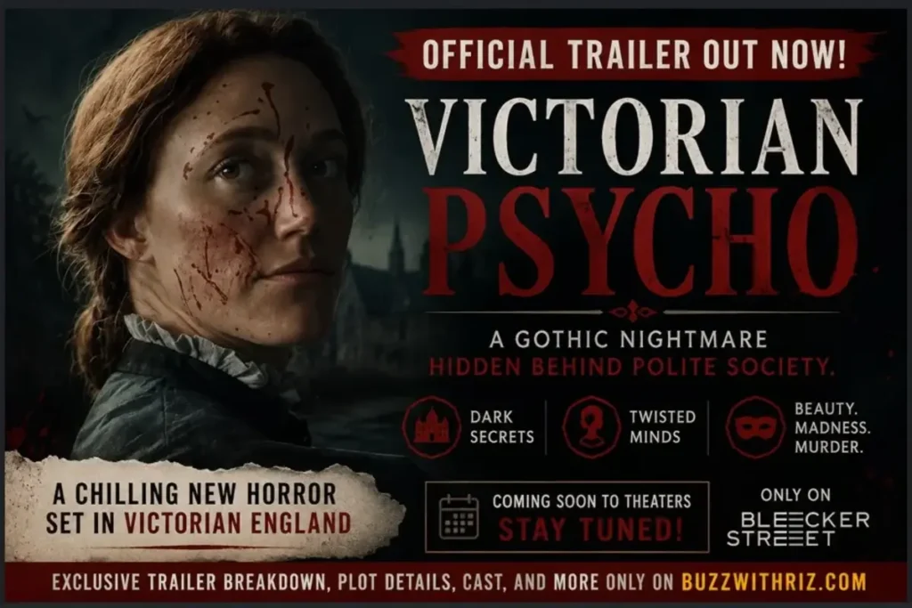 Victorian Psycho Official Trailer Breakdown: Bleecker Street Unveils a Haunting Gothic Horror Experience Victorian Psycho official trailer featuring the blood-stained lead character in a haunting Victorian forest setting.