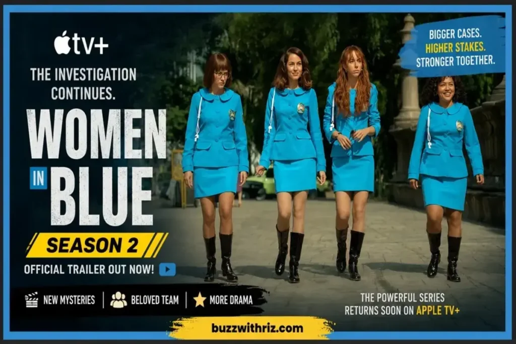 Women in Blue Season 2 official trailer featuring the four pioneering female police officers walking together in their blue uniforms.