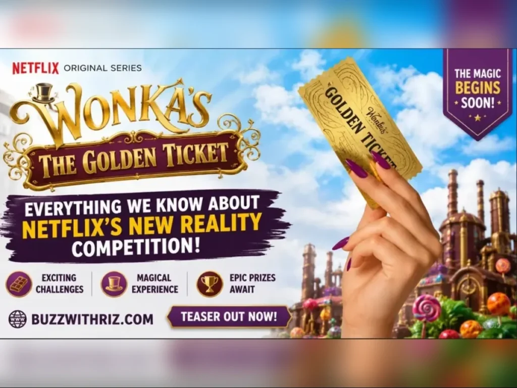 Wonka’s The Golden Ticket on Netflix: Everything You Need to Know About the Official Teaser, Competition, and What Comes Next Hand holding a Golden Ticket from Netflix's Wonka's The Golden Ticket official teaser against a bright blue sky.