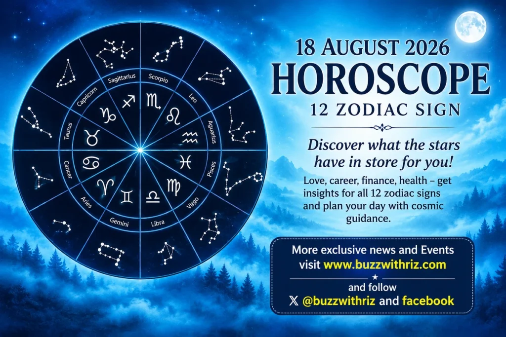 18 August 2026 horoscope for all 12 zodiac signs with astrology symbols