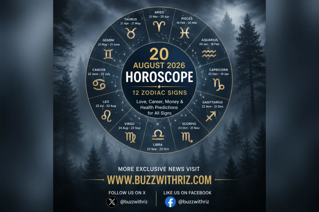 20 August 2026 horoscope for all 12 zodiac signs with daily astrology predictions