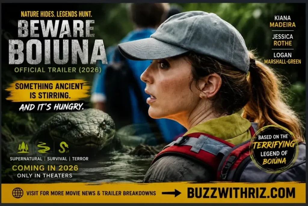 Beware Boiúna (2026) Official Trailer Promises a Terrifying Blend of Folklore, Survival, and Supernatural Horror Beware Boiúna (2026) official trailer scene featuring Kiana Madeira during a tense jungle expedition.