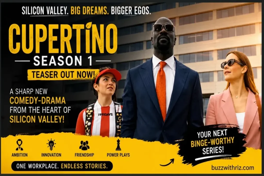Cupertino Season 1 teaser featuring the main cast walking through a modern corporate campus in Silicon Valley.