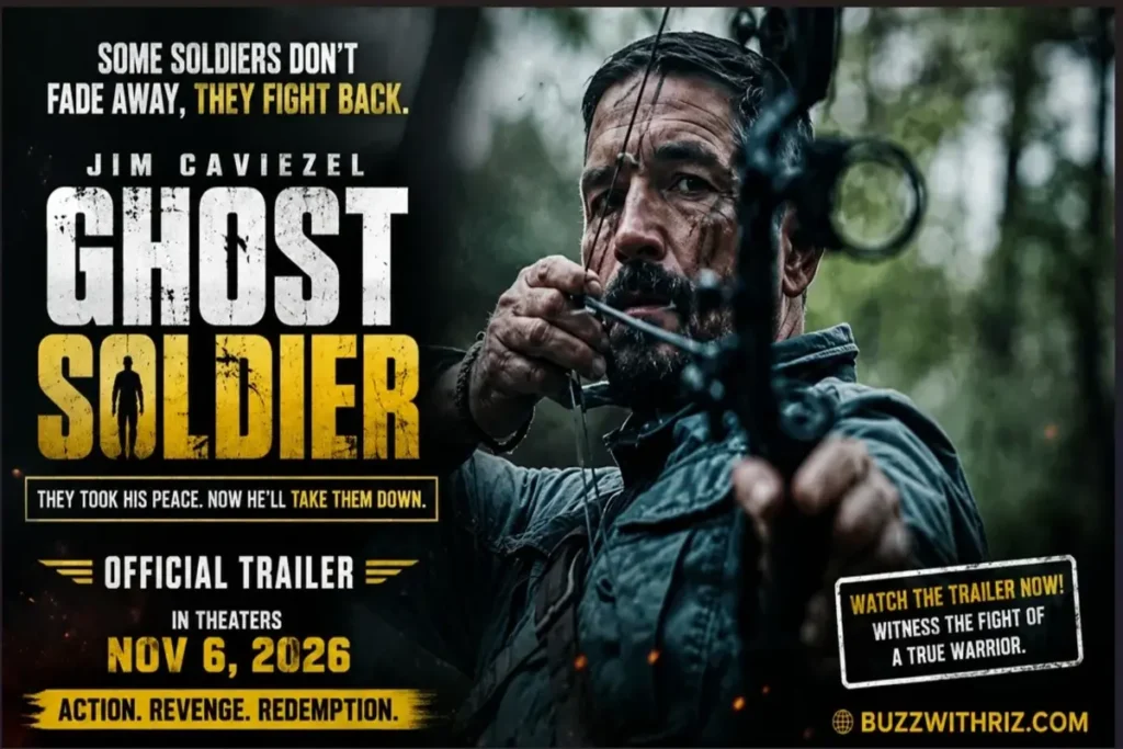 Ghost Soldier (2026): Jim Caviezel Takes on a Ruthless Enemy in a New Action Thriller Ghost Soldier 2026 action scene featuring a soldier aiming a weapon in a forest