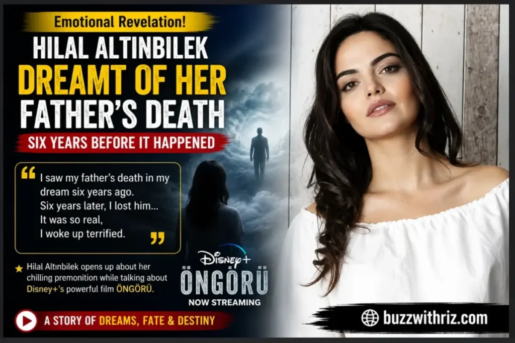 Hilal Altınbilek’s Emotional Öngörü Revelation: “I Dreamed of My Father’s Death Six Years Ago” Hilal Altınbilek in a white top, portrait for Öngörü Disney+ film news