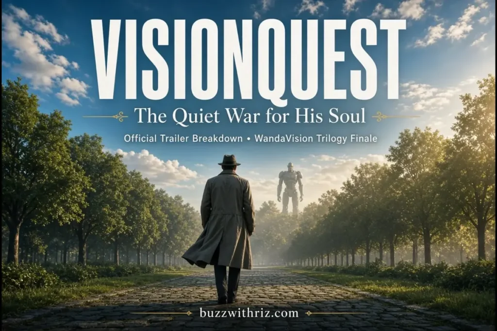 VisionQuest trailer breakdown featuring White Vision and Ultron on a mysterious park path
