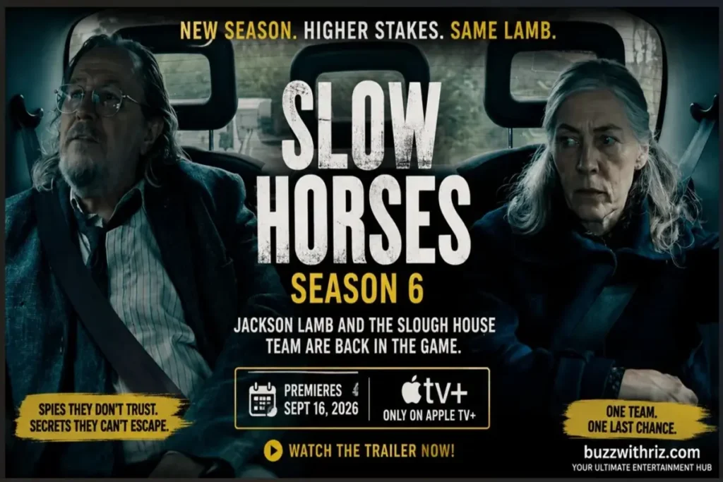 Slow Horses Season 6 trailer featuring Jackson Lamb and Diana Taverner in a tense car scene