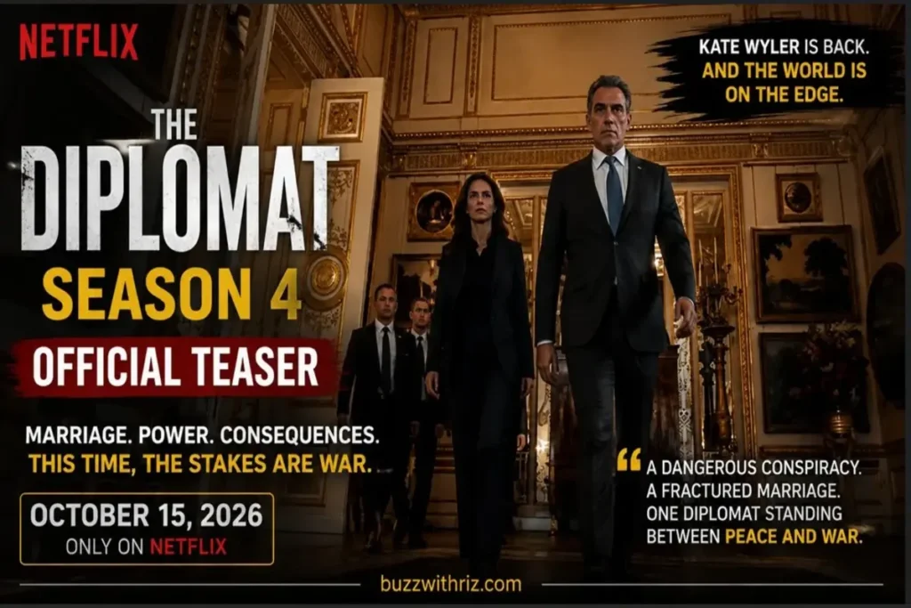 The Diplomat Season 4 Teaser: Kate Wyler Faces Her Most Dangerous Political Crisis Yet The Diplomat Season 4 Kate Wyler and Hal Wyler in a tense political scene