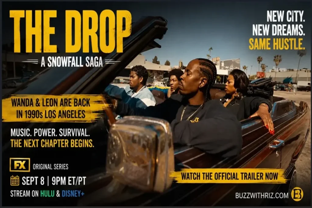 The Drop: A Snowfall Saga Official Trailer, Cast, Story and What to Expect The Drop A Snowfall Saga trailer image featuring Gail Bean and Isaiah John in a classic Los Angeles car