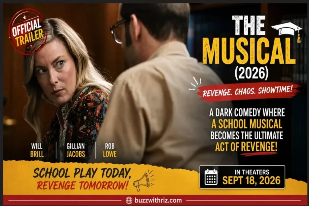 The Musical 2026 trailer scene featuring Will Brill and Gillian Jacobs