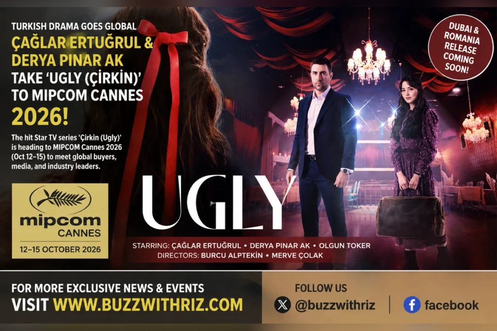 Çağlar Ertuğrul and Derya Pınar Ak attending MIPCOM Cannes 2026 to promote the Turkish drama Ugly (Çirkin)