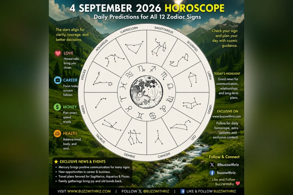 4 September 2026 Horoscope: What the Stars Reveal for All 12 Zodiac Signs 4 September 2026 horoscope for all 12 zodiac signs