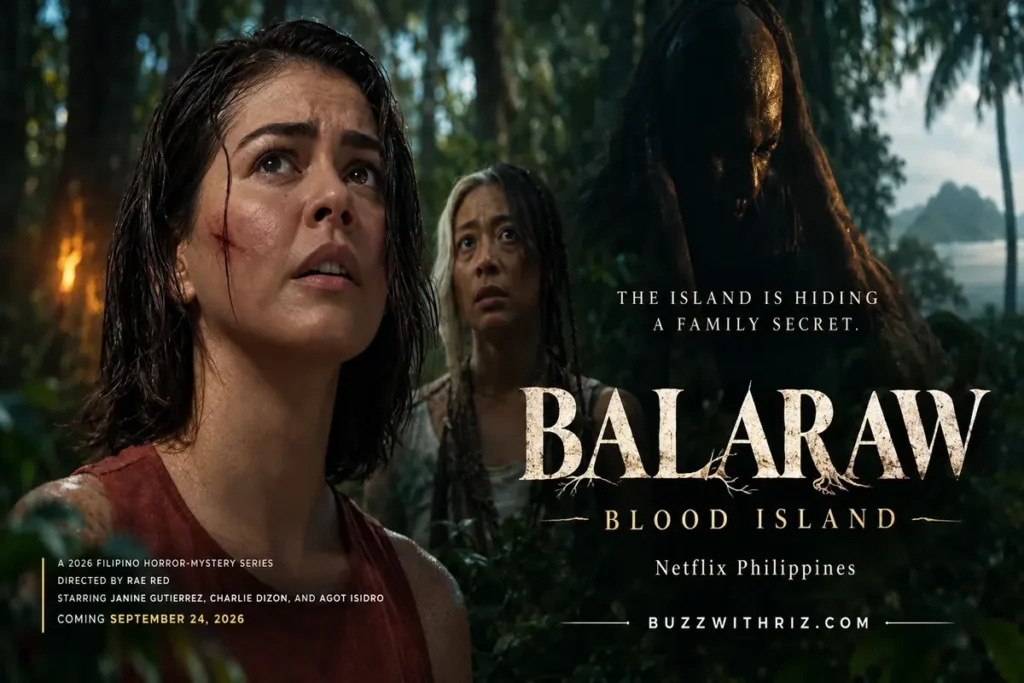 Balaraw Netflix horror teaser featuring two women facing a mysterious figure on a dark Filipino island