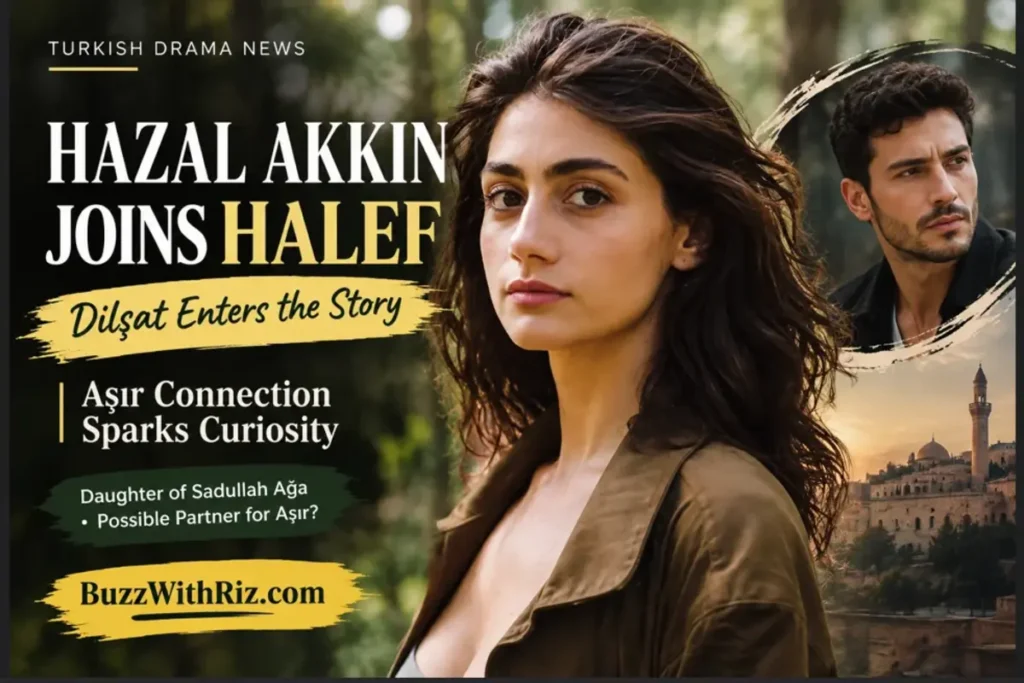 Hazal Akkın as Dilşat in the forest for Halef Turkish drama